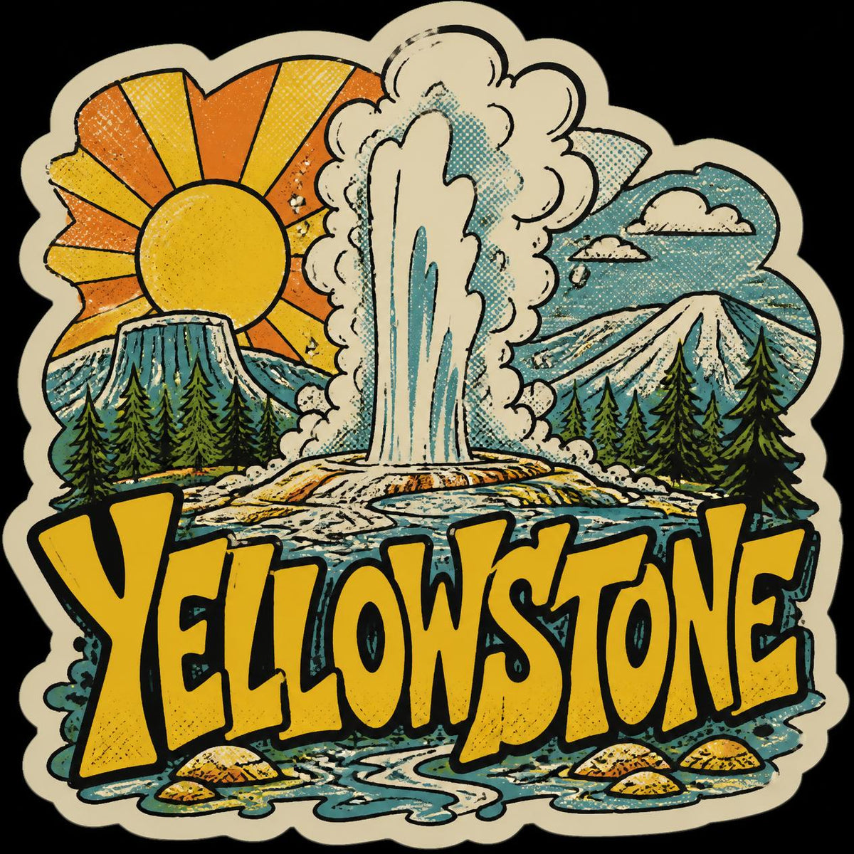 Yellowstone illustrated outdoor sticker